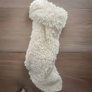 Martha Stewart Faux Fur Stockings Set of 2 White Plush Christmas Decor 22" & 26"